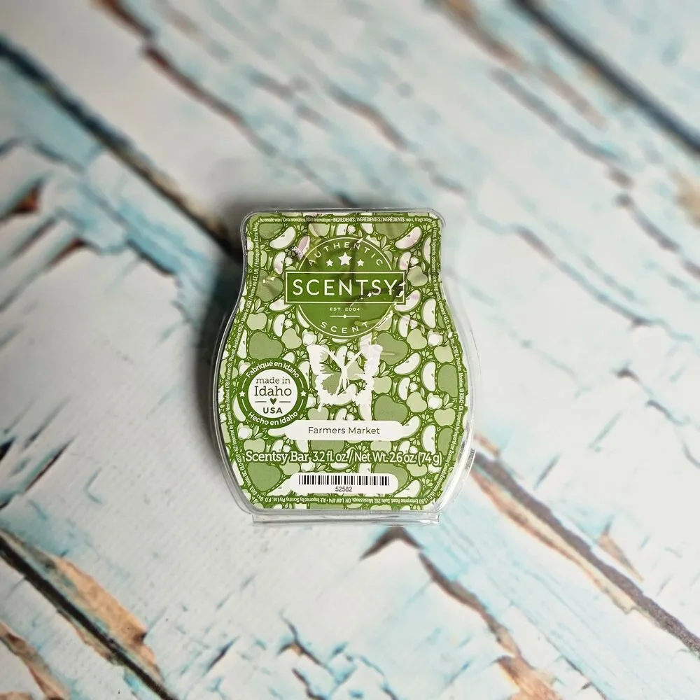 Scentsy Farmers Market Wax Bar Retired Pear Garden Greens Citron Fragrance 3.2